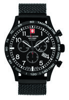 SWISS ALPINE MILITARY aviator chrono Ref. 1746.9177SAM RHQ 5030.D Swiss Quartz Chronograph PVD Black mesh