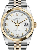 ROLEX DATEJUST LADY OYSTER PERPETUAL WHITE REF. 116203 36MM, steel and yellow gold, Cal. 3135