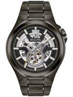 DESIGNER BRANDS BULOVA Classic Automatic Skeleton IP Gunmetal Case & Bracelet Ref. 98A179 Men's 46mm