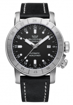 GLYCINE AIRMAN 44 AUTOMATIC WORLD TIMER PURIST REF. GL0137 STEEL BLACK CAL. GL293