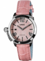 U-BOAT Classico 38 PINK MOTHER OF PEARL, CODE 8480, 42 white sapphires on indexes, Ronda 704.3 Cal.