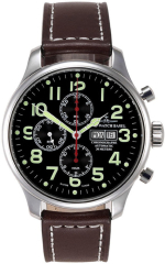ZENO-WATCH BASEL Oversized (OS) pilot Chronograph Polished Day-Date ref. 8557TVDD-pol-a1 Valjoux 7750 self-winding movement